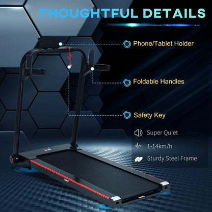 14km/h - Foldable Treadmill with Emergency Stop Button and Multifunction LED Display