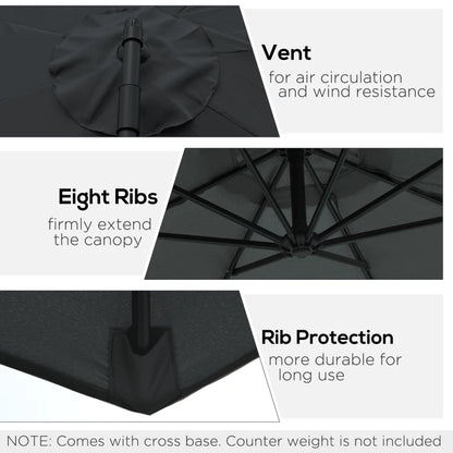 Cantilever Hanging Banana Parasol Umbrella - Black