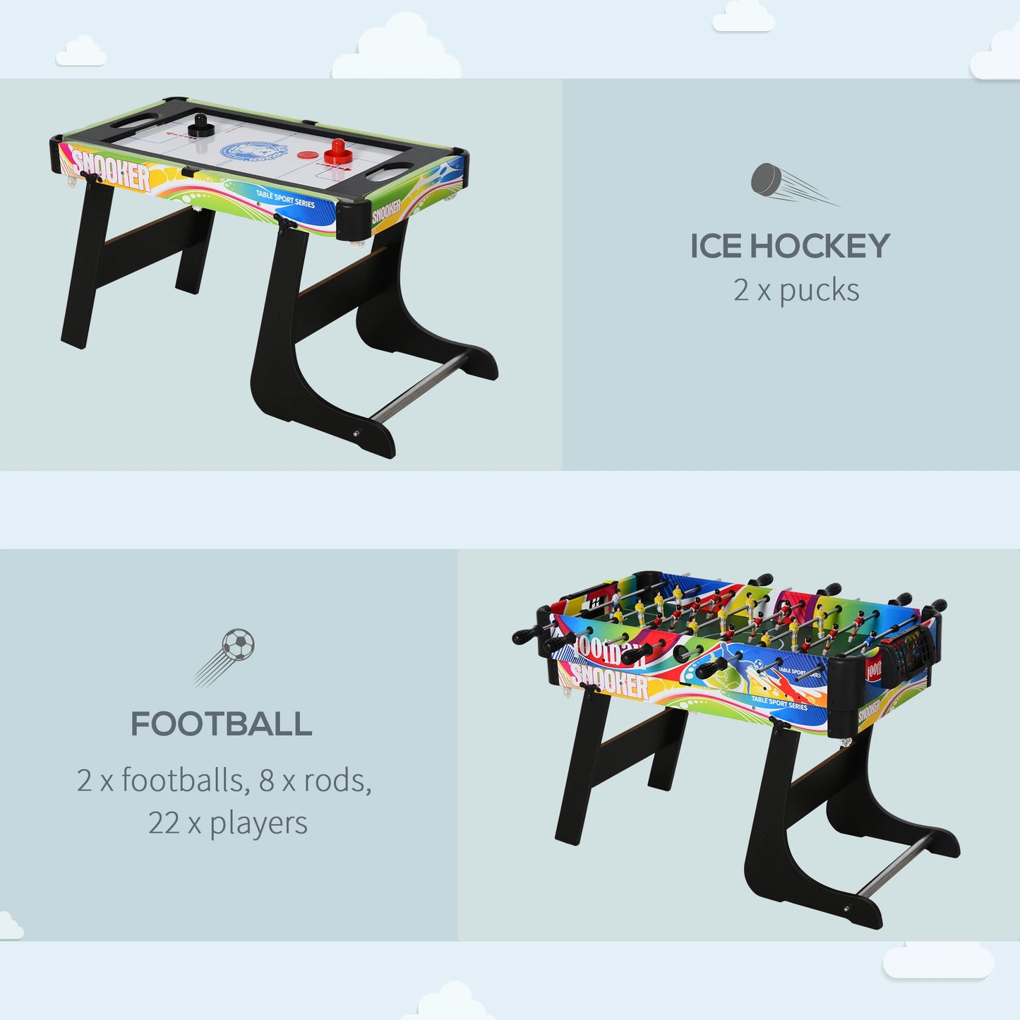 4in1 - Multi Gaming Table - Hockey, Football, Table Tennis and Pool - For Kids