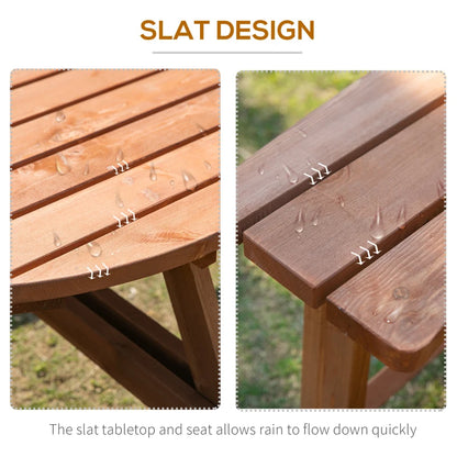 8-Seater Wooden Picnic Bench Open Park Style Seating for Garden