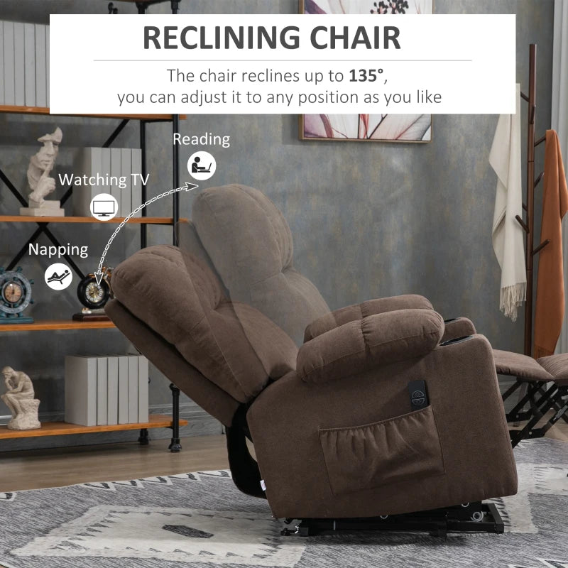 Electric Riser and Recliner Armchair with Drink Holders and Remote Control