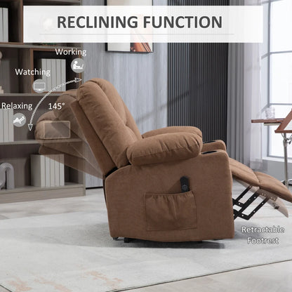 Oversized Riser and Recliner Armchair with Side Pockets, Remote Control and Drink Holders