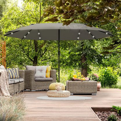 LED - Double Sided Parasol Umbrella (Stand Included Bundle)