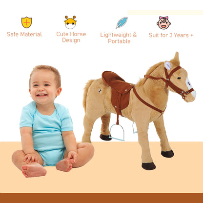 Stationary Ride on Plush Toy Horse with Sound Effect