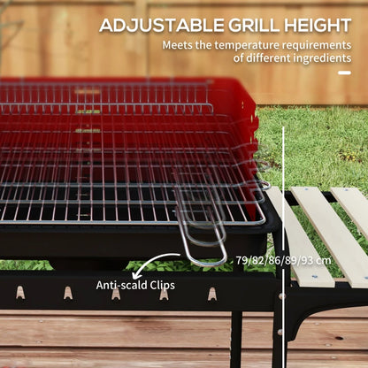 American Style Charcoal Grill with 5 Adjustable Grill Height and Side Shelves