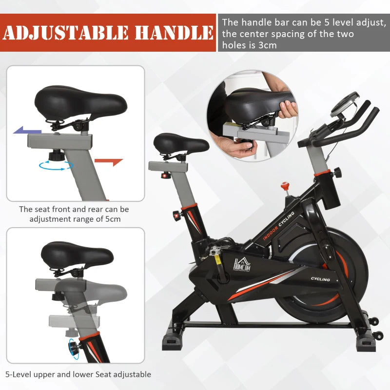 Indoor Stationary Cycling Exercise Bike with Adjustable Resistance, LCD Monitor and Phone Holder (10kg Flywheel)