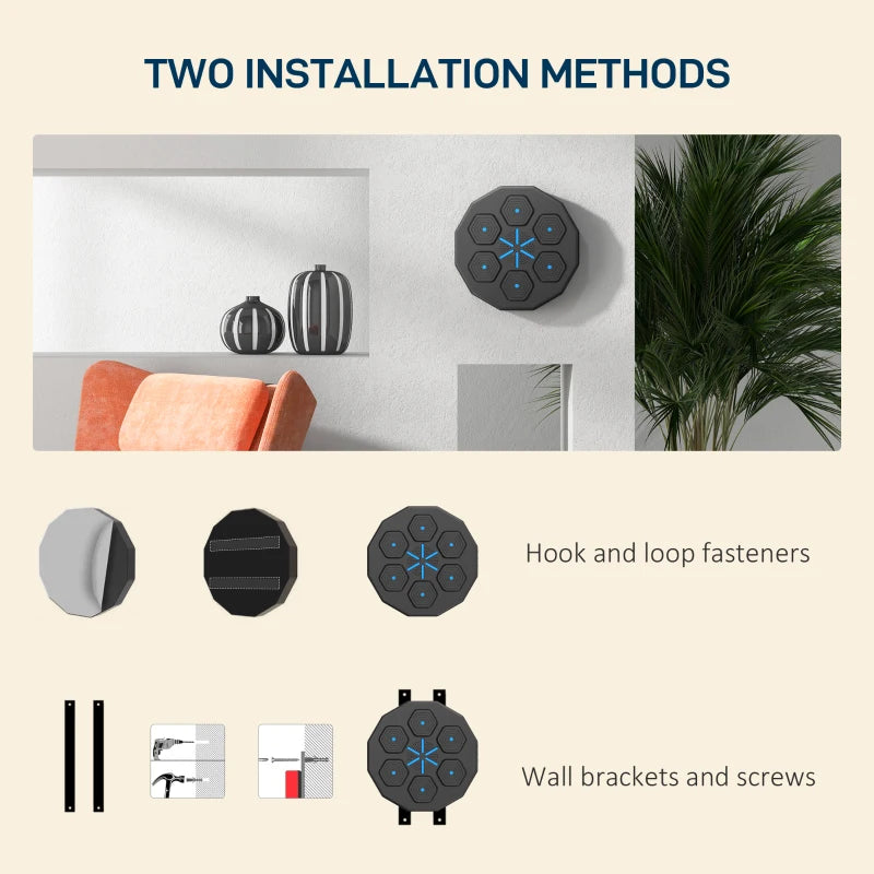 Wall Mountable Music Response Time Boxing Machine with Bluetooth and LED Lights