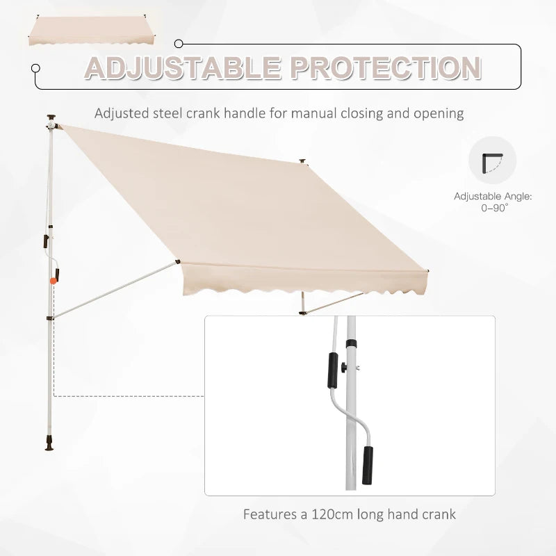 (3x1.5m) - Adjustable Aluminium Frame Awning Canopy - Beige