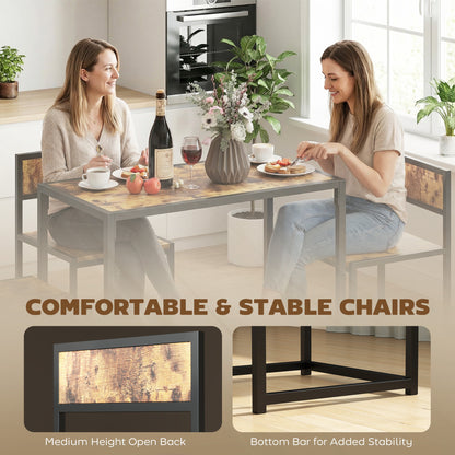 3 Piece Table Stool Set - Rustic Brown
