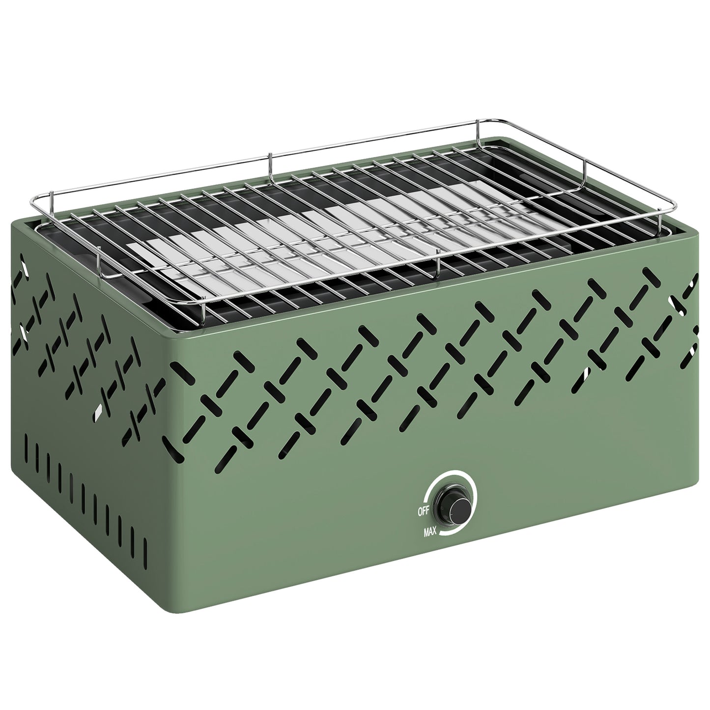 Portable Charcoal BBQ Grill, Battery Powered Barbecue Grill with Built-in Fan for Camping Picnic, Light Green