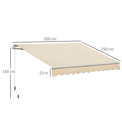 3.5M x 2.5M Manual Awning Canopy Retractable Sun Shade Shelter for Garden Patio