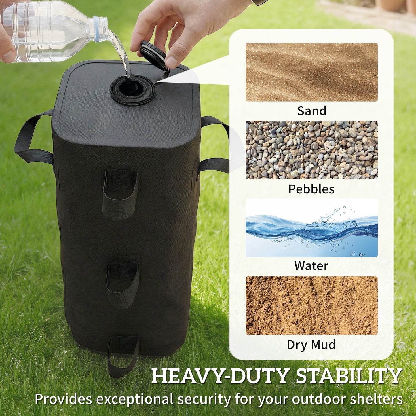 Set of 4 Heavy Duty Gazebo Weights Bags, 500D Sand Weights with Carry Handles for Garden Marquee, Parasol, Black