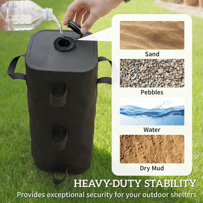 Set of 4 Heavy Duty Gazebo Weights Bags, 500D Sand Weights with Carry Handles for Garden Marquee, Parasol, Black