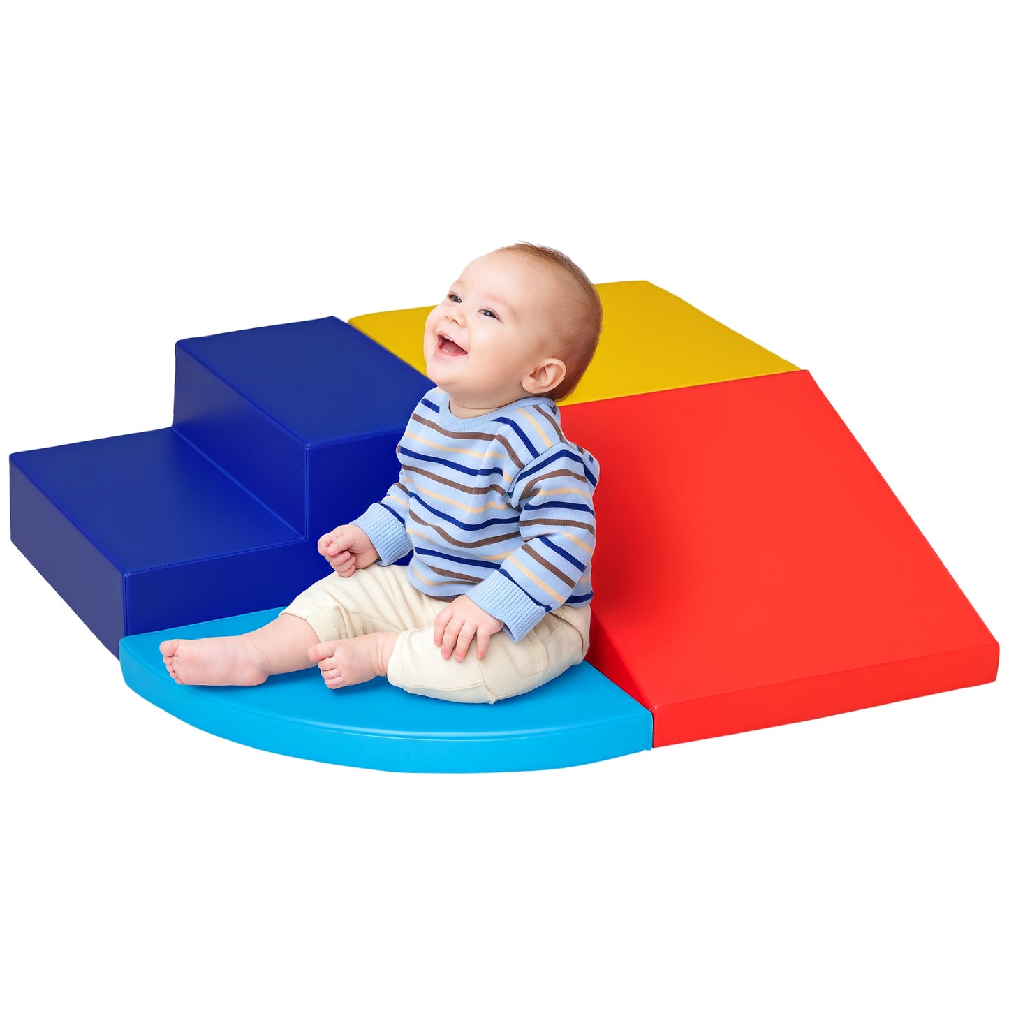 Soft Play 4-piece Climb and Crawl Foam Toddler Stairs and Ramp Colorful Children's Educational Software Activity Toys for Bab