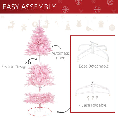 6FT Artificial Christmas Tree Holiday Xmas Holiday Tree Decoration with Automatic Open for Home Party, Pink