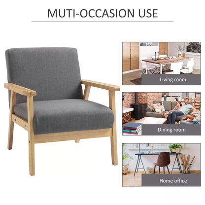 Minimalist Wooden Accent Chair with Padded Seat