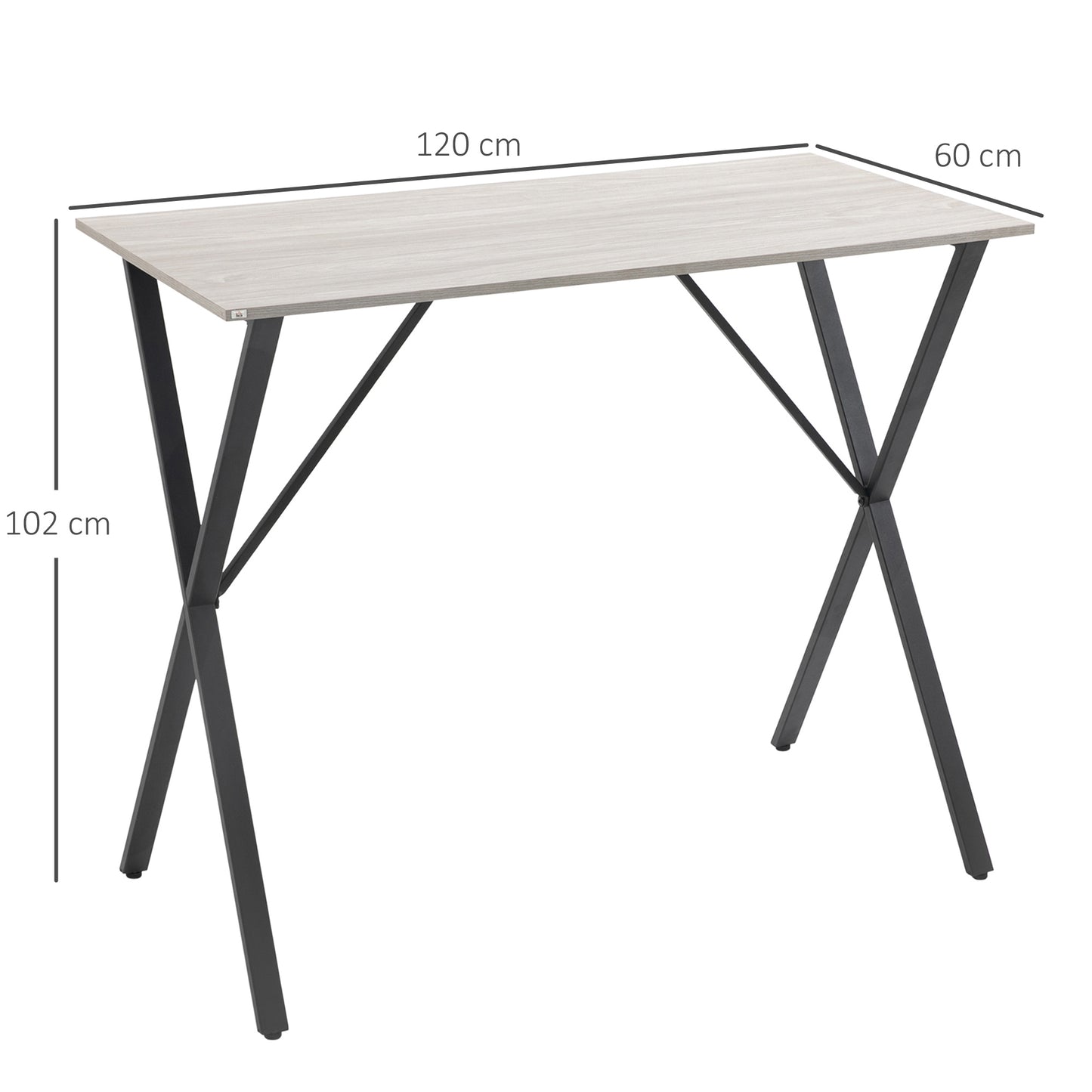 120 cm Rectangular Bar Table for 4 People, Modern Breakfast Bar Table with Wood Effect Tabletop, Steel Legs