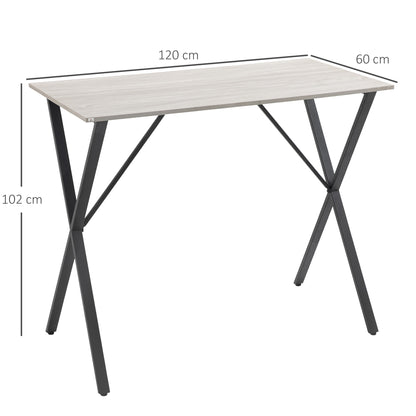 120 cm Rectangular Bar Table for 4 People, Modern Breakfast Bar Table with Wood Effect Tabletop, Steel Legs