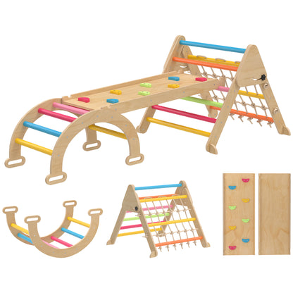 8-in-1 Toddler Climbing Frame, Indoor Play Triangle Set with Slide, Arch and Triangle Ladder, Multicolour