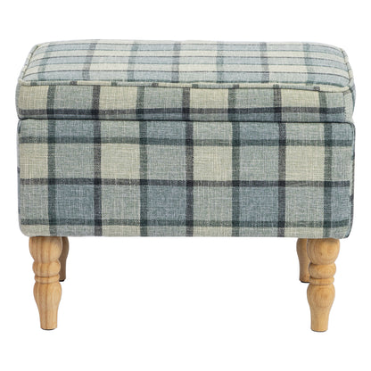 Linen Fabric Upholstered Footstool, Rectangular Storage Stool with Removable Top, Padded Seat and Hidden Space, Grey