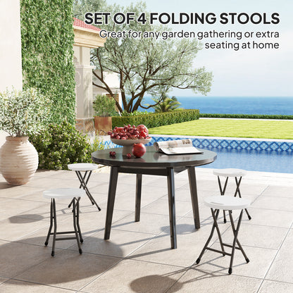 Set of Four Folding Carry Stools - White