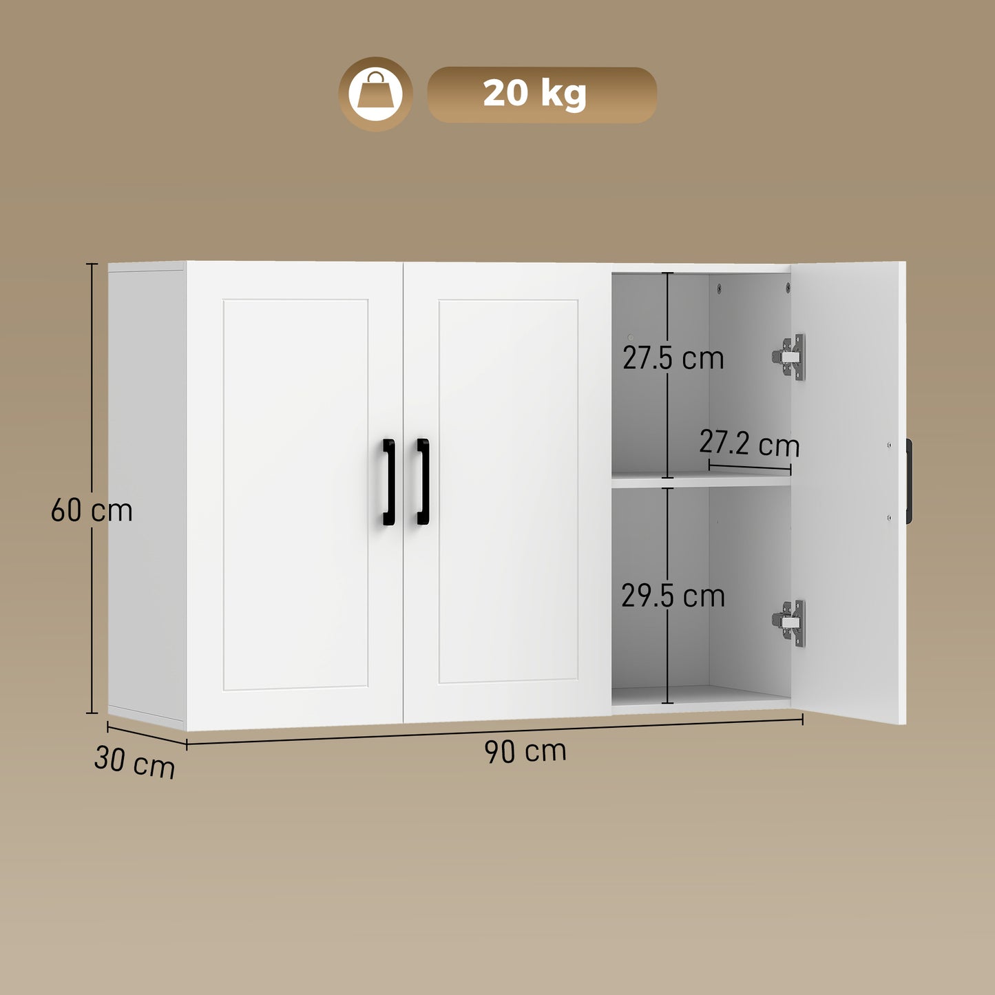 Bathroom Wall Cabinet, Wall Mounted Bathroom Cabinet, Over the Toilet Space Saver with Adjustable Shelves, White
