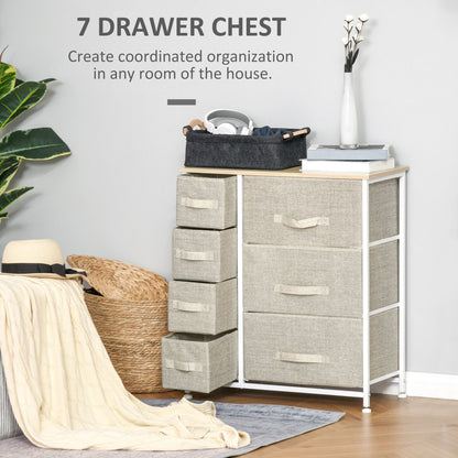 Chest of Drawers with 7 Drawers, Fabric Drawers with Large Storage Space, Drawers Dresser with Metal Frame