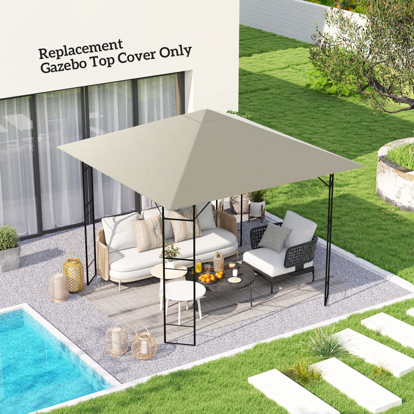 3 x 3(m) Gazebo Canopy Replacement, for 01-0867 - Light Grey