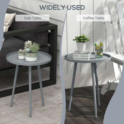 Round Garden Coffee Table, Outdoor Side Table with Rounded Steel Edge, Ø40 x 50H cm, Grey