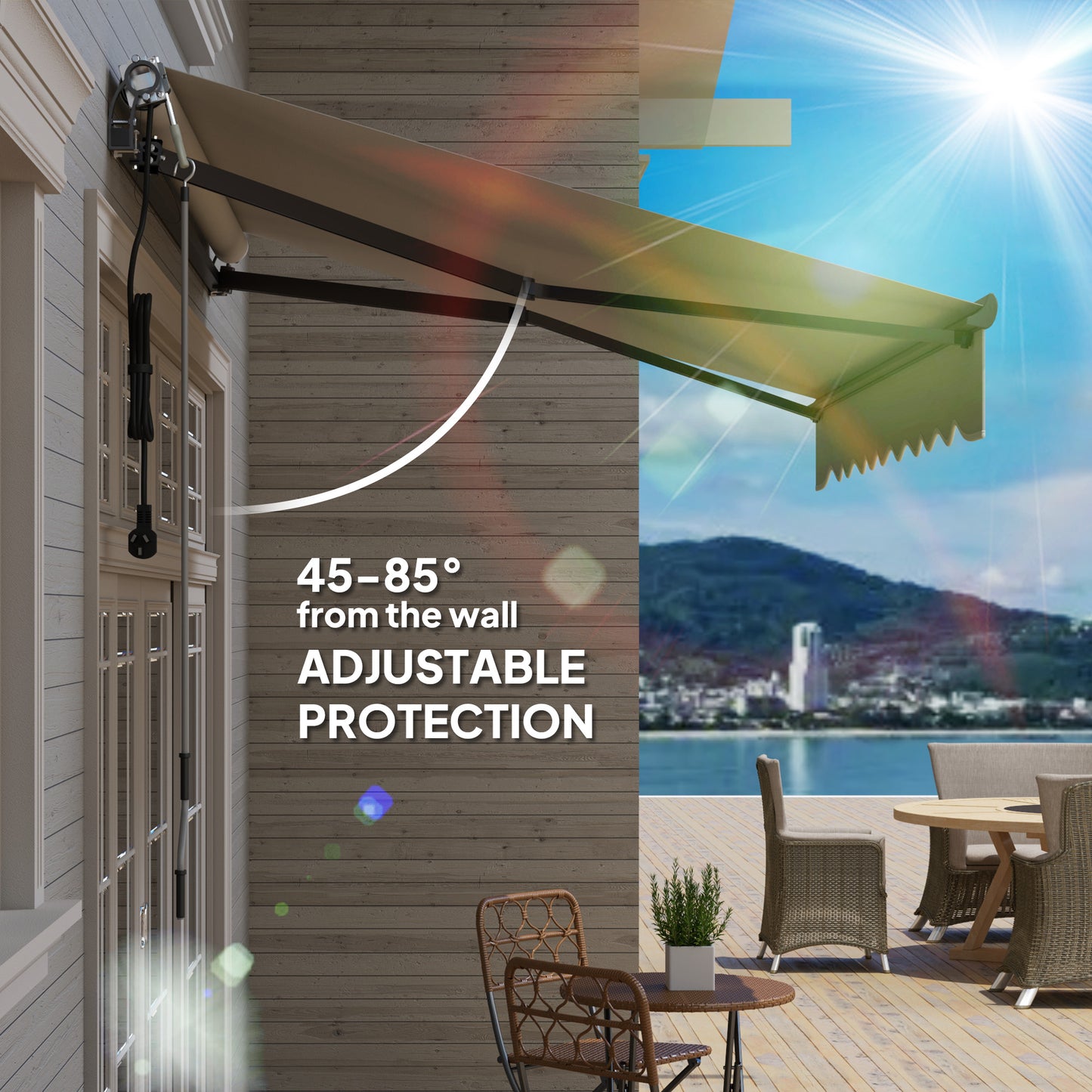 2.5 x 2m Electric Awning with Remote Controller, Aluminium Frame DIY Retractable Awning