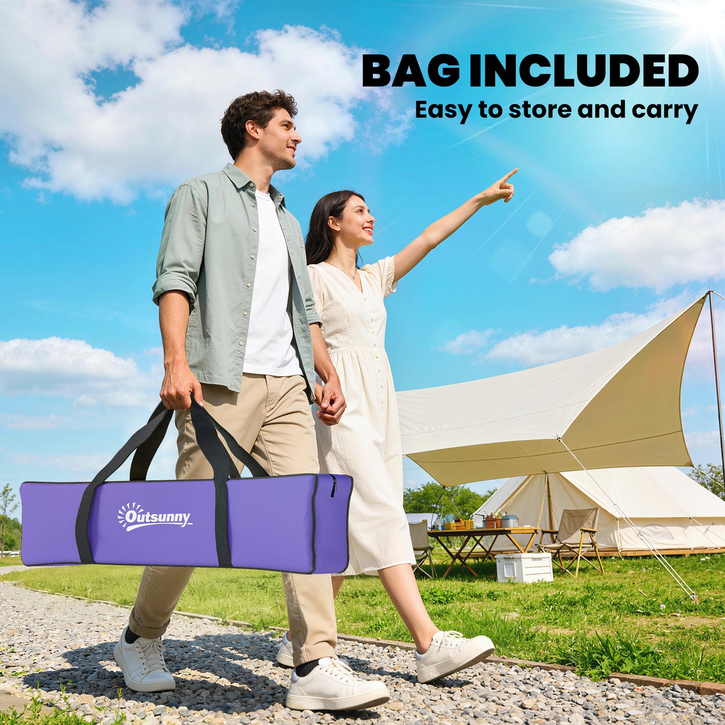 2 Person Camping Tent, Dome Tent with Zipped Doors, Storage Pocket, Portable Handy Bag, Light Purple