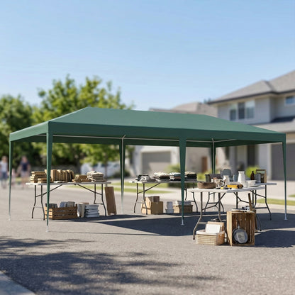 6x3 m Party Tent Gazebo Marquee Outdoor Patio Canopy Shelter with Windows and Side Panels, Green