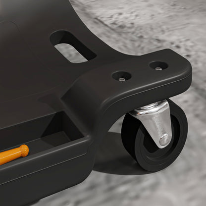 Mechanic Vehicle Creeper, Under-Car Rolling Crawler Board, with Headrest, Wheels, Black