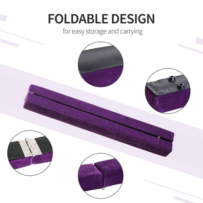 2.4M 8FT Gymnastics Folding Balance Beam Home Gym Training Exercise Sports - Purple