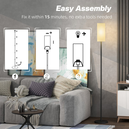 Floor Lamp for Living Room, Modern Standing Lamp with Linen Shade & Foot Switch, Minimalist Tall Pole Lampshade for Bedroom