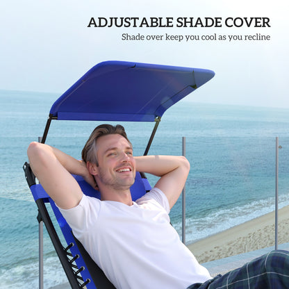 Zero Gravity Lounger Chair, Folding Reclining Patio Chair with Shade Cover, Padded Seat, Cup Holder