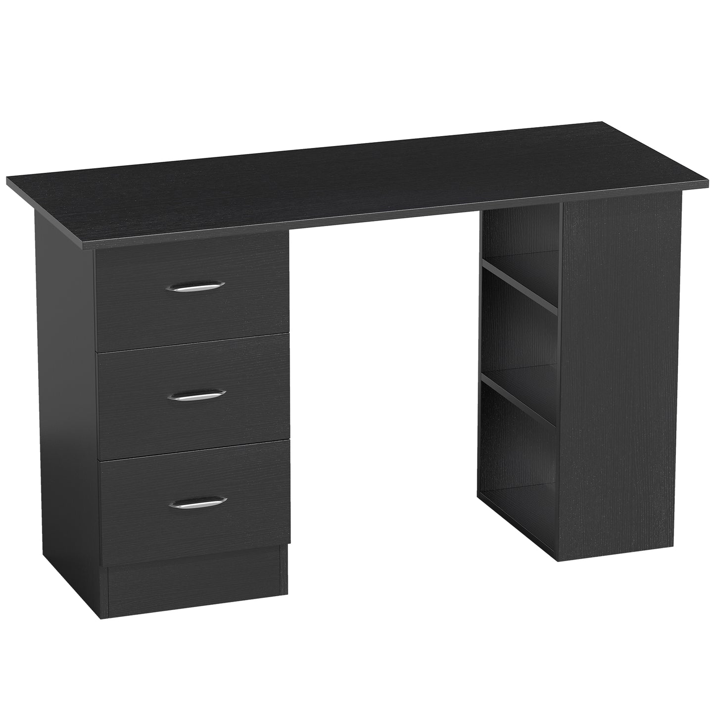 Computer Desk with Drawers, Home Office Desk, Writing Table, PC Workstation with 3 Storage Shelves for Working, Study