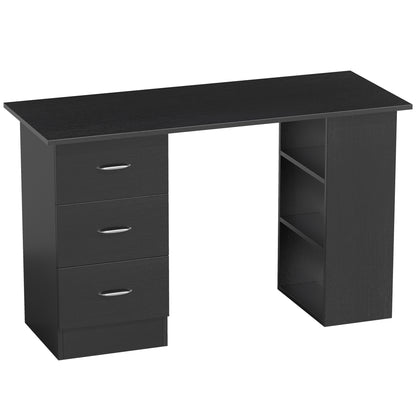 Computer Desk with Drawers, Home Office Desk, Writing Table, PC Workstation with 3 Storage Shelves for Working, Study