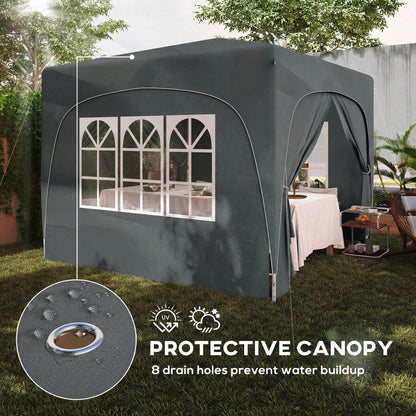 3 x 3m Pop-Up Gazebo Shelter, with Accessories - Dark Grey