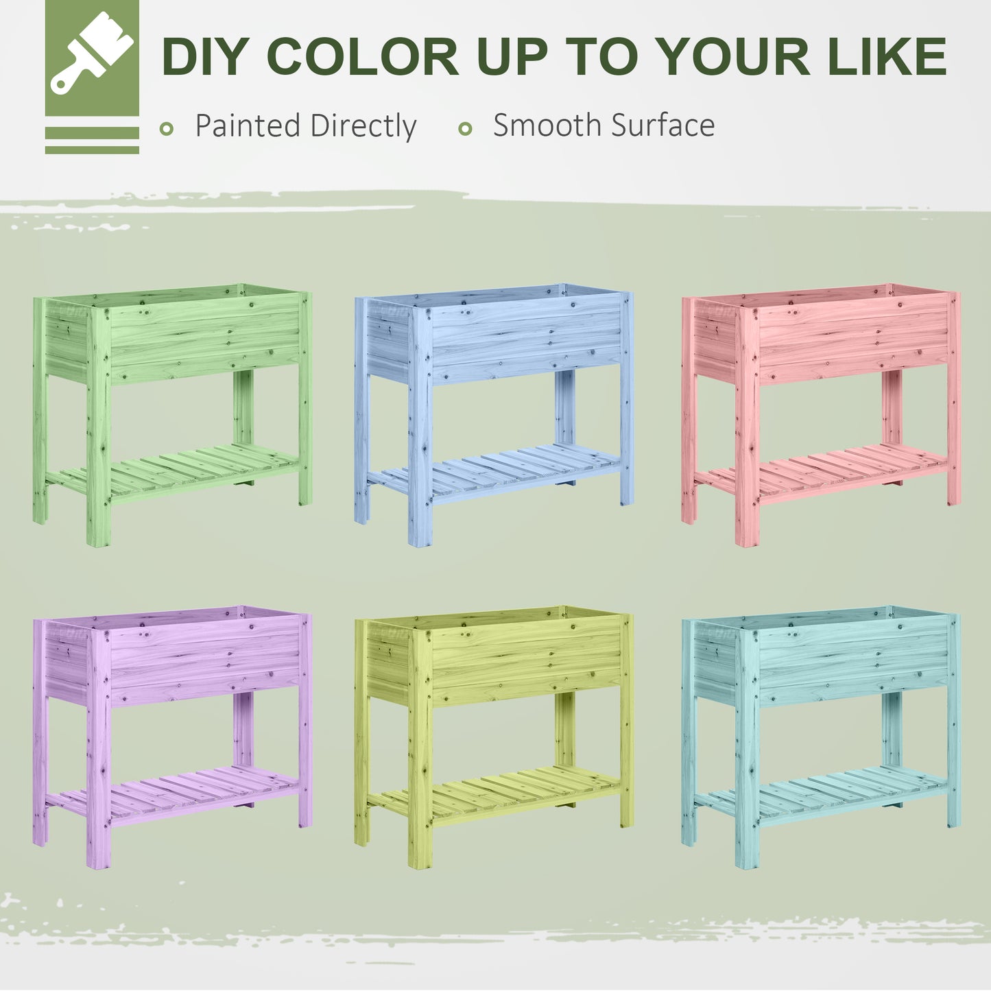 Wooden Raised Plant Stand Outdoor Flower Bed Box with Clapboard 100 x 40 x 84cm
