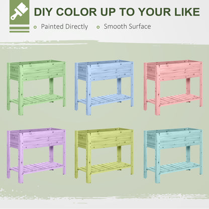 Wooden Raised Plant Stand Outdoor Flower Bed Box with Clapboard 100 x 40 x 84cm