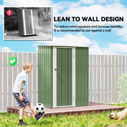 5ft x 3ft Garden Storage Shed, Galvanised Outdoor Metal Shed Waterproof with Sloped Roof, Lockable Door for Patio Tools