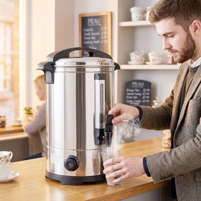 6.5L Catering Urn, 1500W Stainless Steel Hot Water Boiler Dispenser with Thermostat, Keep Warm Function & Easy Pour Tap