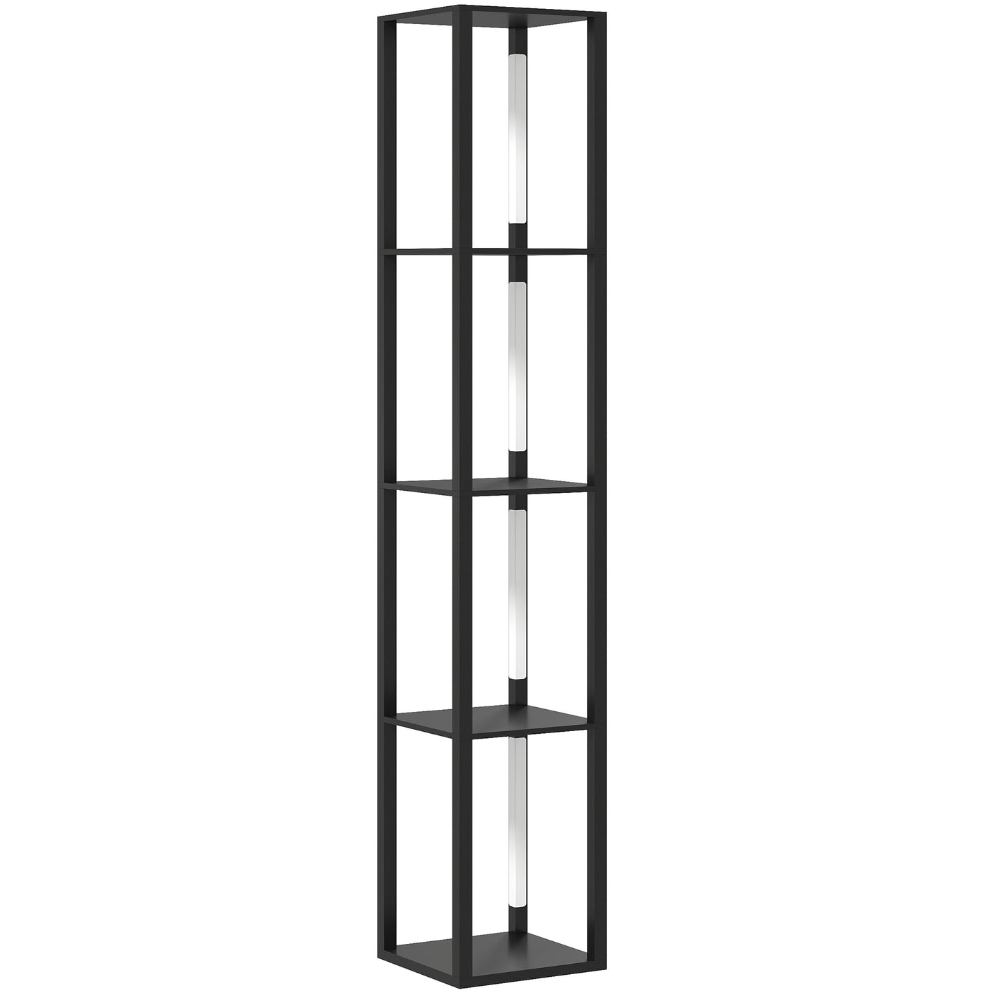 LED Floor Lamp with Shelves, Modern Dimmable Standing Lamp with 3 Brightness Levels and Foot Switch for Living Room, Bedroom