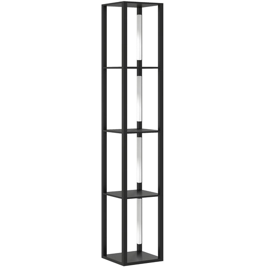 LED Floor Lamp with Shelves, Modern Dimmable Standing Lamp with 3 Brightness Levels and Foot Switch for Living Room, Bedroom