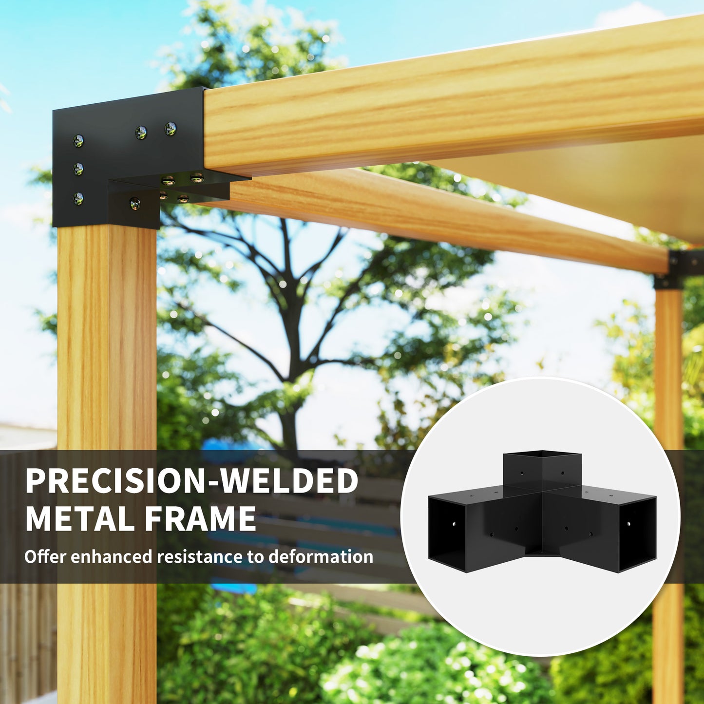 Pergola Kit, DIY Pergola Brackets with 3-Way Pergola Corner Brackets and Post Base for 92mm Lumber
