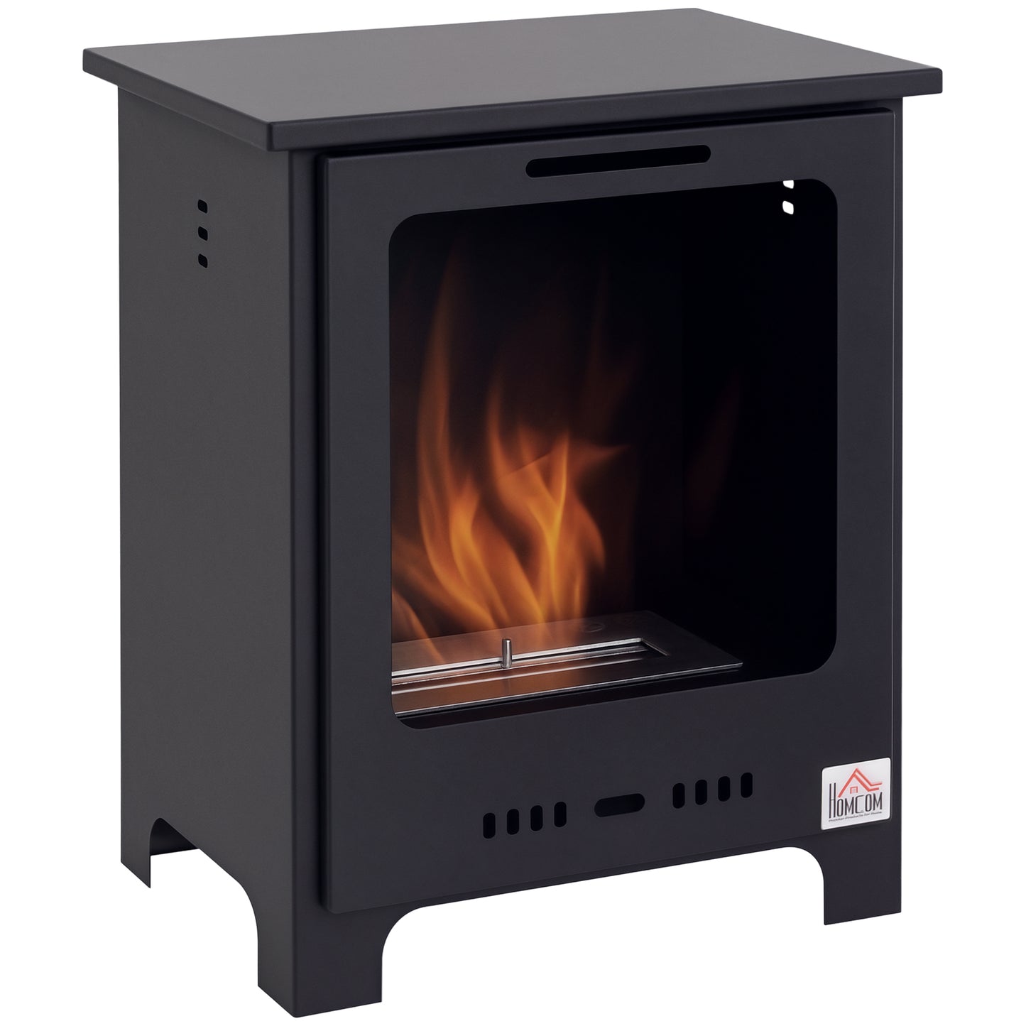 Freestanding Ethanol Fireplace, Bioethanol Fire with 0.9L Tank, 3 Hours Burning Time for Indoor, Black