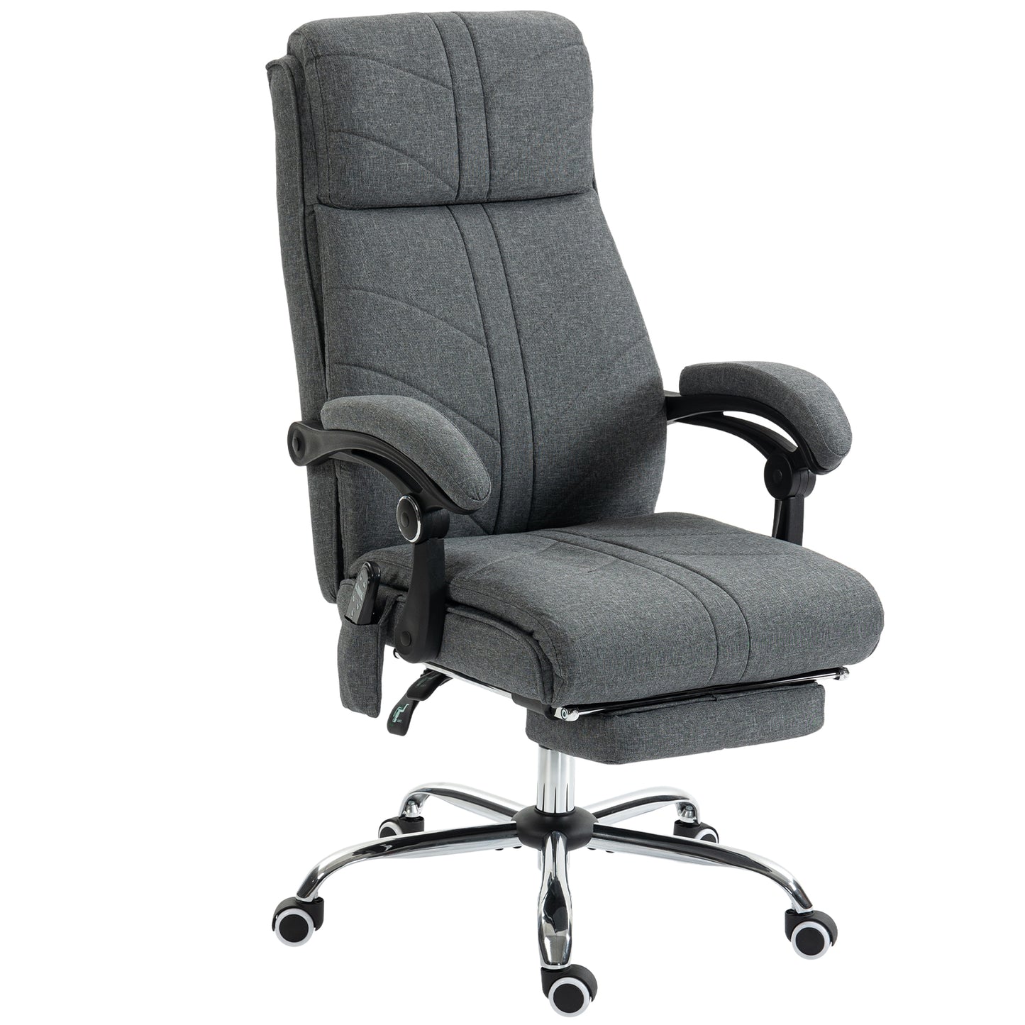 High Back Vibration Massage Office Chair with Footrest, Heated, Grey