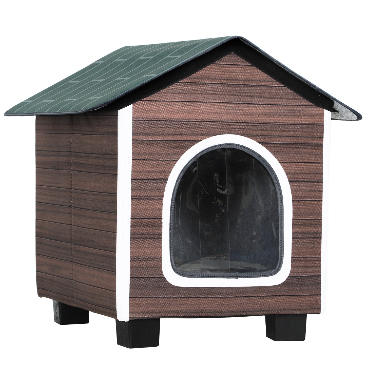 Insulated Outdoor Cat House, Water-Resistant Feral Cat Shelter with Elevated Base and Cushion, Red-brown