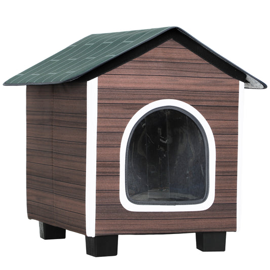 Insulated Outdoor Cat House, Water-Resistant Feral Cat Shelter with Elevated Base and Cushion, Red-brown